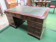 Mahogany sciver top desk, 152cms x 92cms x 31cms. Estimate £30-50.