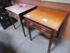 Pair of display tables with frieze drawer, 61cms x 54cms x 74cms. Estimate £20-40.