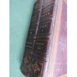 2 leather bound Bibles, Volumes 1 & 3, including maps & plans. Published Oxford 18181. Estimate £