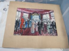 Large qty of unframed drawings & paintings