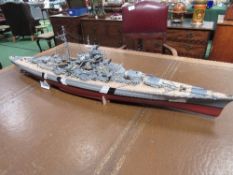 Model of the German battleship ‘Bismark’. Estimate £80-100.