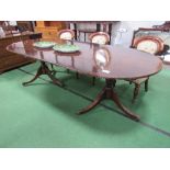 Mahogany D-end extending dining table, 244cms (extended) x 104cms. Estimate £20-30.