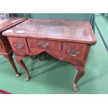 Late 18th century mahogany low boy with 3 drawers on cabriole legs to pad feet. Estimate £30-50.