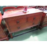 Oak sideboard with 2 drawers above long drawer, 110cms x 47cms x 77cms. Estimate £20-40.
