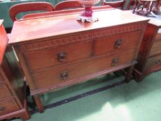 Oak sideboard with 2 drawers above long drawer, 110cms x 47cms x 77cms. Estimate £20-40.