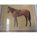 Framed & glazed print of Red Rum, signed Neil Cawthorne '79. Estimate £10-20.