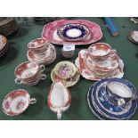 2 Spode plates, part Foley 'Montrose' tea set, Spode meat plate & small part Booths 'Real Old