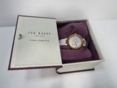 New Ted Baker men's 'No Ordinary Designer Watch' in box & with booklet. Estimate £50-60.