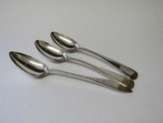 A pair of 19th century Danish silver serving spoons & 1 other, wt 4.8ozt. Estimate £60-80.