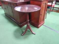 19th century mahogany tilt-top wine table, 50cms diameter & 71cms high. Estimate £20-30.