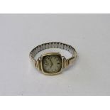 18ct gold cased Swiss made lady's wrist watch with gold coloured metal bracelet strap (missing