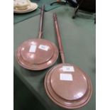 2 warming pans. Estimate £5-10.