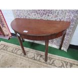 2 Georgian mahogany demi-lune console tables, (fit together to make a circular table), 120cms