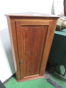 Mahogany corner cabinet with shelf, 50cms x 97cms. Estimate £10-20.