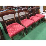 2 pairs of mahogany framed upholstered dining chairs. Estimate £20-30.