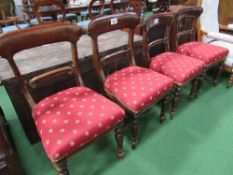 2 pairs of mahogany framed upholstered dining chairs. Estimate £20-30.