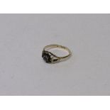 9ct gold ring with rope effect heart shaped mount & sapphires. Estimate £50-80.