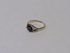 9ct gold ring with rope effect heart shaped mount & sapphires. Estimate £50-80.