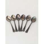 6 hallmarked silver teaspoons, Birmingham 1957, weight 2.17ozt.  Estimate £15-25.