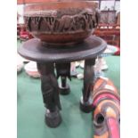 Ethnic African masks & tribal table & bowl. Estimate £20-40.