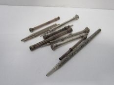 Small collection of silver cased propelling pencils (10). Estimate £40-50.