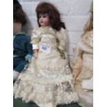 Bebe Jumeau porcelain doll, also marked DEP, 43cms height. Estimate £100-150.