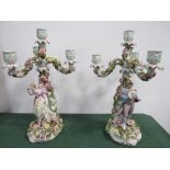 2 porcelain candelabra by Von Schierholz, 37cms height. Estimate £80-120.