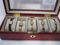 5 gold plated lady's watches in working order