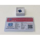 Natural blue square cut sapphire, wt 7.55 carat, with certificate. Estimate £50-70.