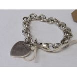 Tiffany & Co hallmarked silver heart bracelet. Estimate £30-40.