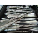 A collection of turn of the 20th century silver button hooks & shoe horns including boxed set of