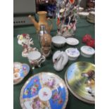 19th century Meissen plate, Staffordshire china flat-back, Royal Copenhagen swan figurines, 2 pieces