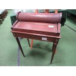 19th century cylinder bureau with tambour top fold-over writing slope & 3 interior drawers (frieze