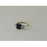 9ct gold & silver blue & white stone ring, size S. Estimate £40-50.