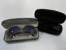 Tom Form Italian designer frameless blue gradient sunglasses in case & Swarovski crystal mounted