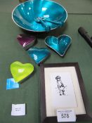 Azeti collection of salad bowl with spoons, 3 trinket boxes & a heart shaped bowl