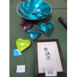 Azeti collection of salad bowl with spoons, 3 trinket boxes & a heart shaped bowl