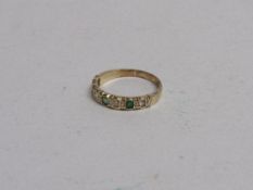 9ct gold vintage half eternity emerald & diamond ring. Estimate £45-55.