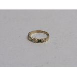 9ct gold vintage half eternity emerald & diamond ring. Estimate £45-55.