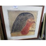 Framed & glazed print 'Head of Ptahhotep II Egyptian Vizier'. Estimate £5-10.