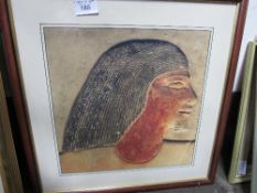 Framed & glazed print 'Head of Ptahhotep II Egyptian Vizier'. Estimate £5-10.