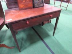 Mahogany table with frieze drawer, 87cms x 59cms x 70cms. Estimate £10-20.