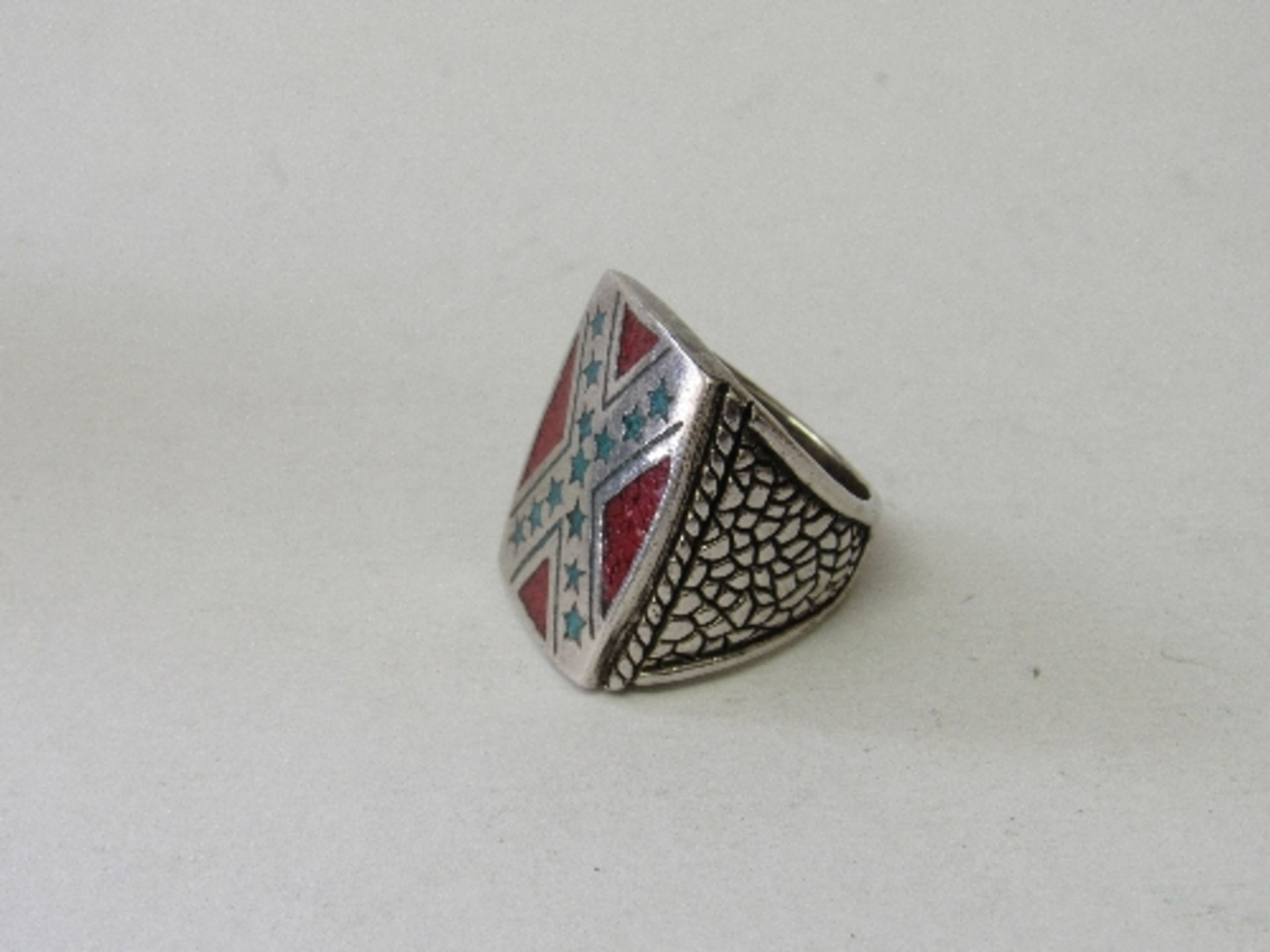 Man's Confederate Flag style ring, size Q. Estimate £10-20. - Image 2 of 2