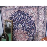 Blue ground Keshan carpet, 3m x 2m. Estimate £100-120.