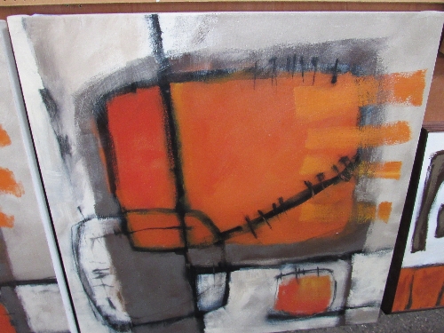 Large abstract oil painting on canvas, 35.5cms x 36cms. Estimate £10-20.