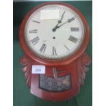 Mahogany framed drop dial wall clock. Estimate £40-60.