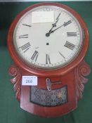 Mahogany framed drop dial wall clock. Estimate £40-60.