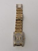 Ingersol gold plated diamond encrusted wrist watch (1 diamond missing from face). Estimate £250-