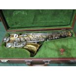 B&S MarkneuKirchen-Klingenthal gold coloured saxophone. Estimate £100-150.