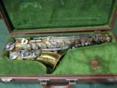 B&S MarkneuKirchen-Klingenthal gold coloured saxophone. Estimate £100-150.